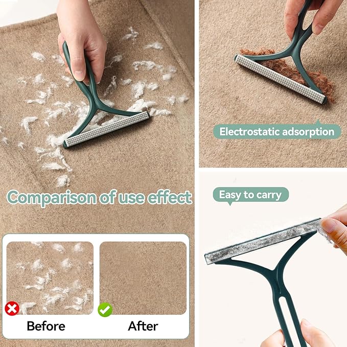 Pet Hair Remover Tool 4-Pack, Dog Cat Hair Remover with 1PCS Pet Grooming Glove, Lint Shaver Cleaner Pro, Portable Carpet Scraper for Carpets, Clothes, Car Mats, Couch, Pet Bed, Furniture