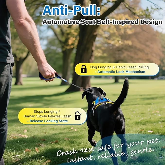 No Pull Dog Harness, 2 in 1 Retractable Harness with Auto-Lock, Reflective Breathable Mesh and Handle, Adjustable Leash Set for Small, Medium,Large Dogs,Cats (Color 2, L)