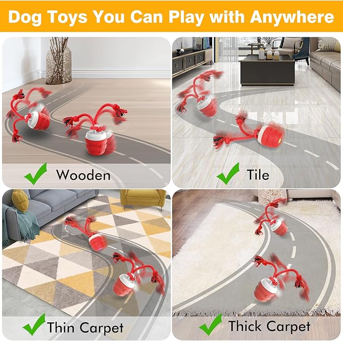 Interactive Dog Toys for Boredom- Rechargeable Electric Dog Balls, Dog Toys to Keep Them Busy, Automatic Moving Dog Products, Interactive Puppy Dog Toys Ball (Crimson)