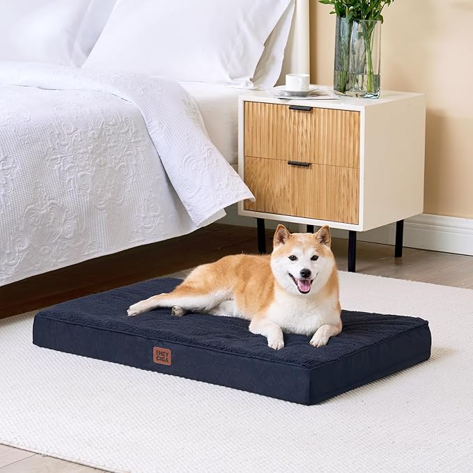 EHEYCIGA Orthopedic Medium Dog Beds for Small Dogs with Removable Washable Cover for Crate, Navy, 30x20