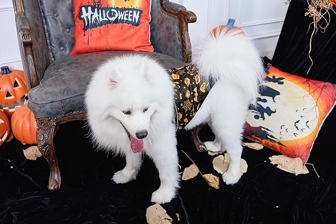 Aiboria Winter Dog Coat Windproof Fleece Jacket with Chest Strap Dog Vest Harness Halloween Black M