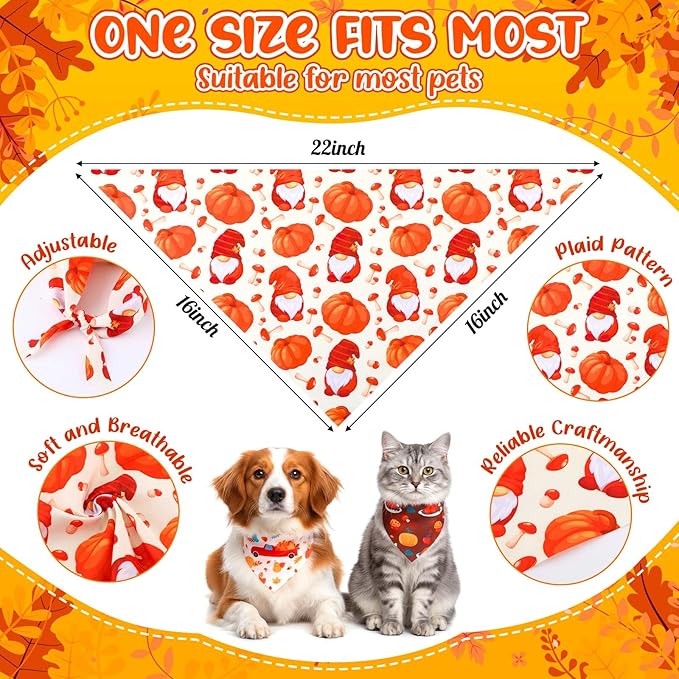 Geyoga 240 Pcs Halloween Dog Bandanas Bulk Thanksgiving Pet Bandanas Adjustable Fall Triangle Dog Grooming Scarf Bibs Kerchief for Small Medium Large Cats Pet Costume A(Thanksgiving)
