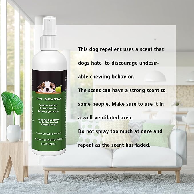No Chew Spray for Dogs, Bitter Spray for Dogs to Stop Chewing Licking of Furniture Shoes, Natural Dog Deterrent Spray for Anti Biting, Puppy Dog Training & Behavior Aids Spray