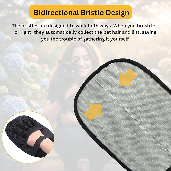 2 Pack Electrostatic Pet Hair Removal Gloves – Lint Cleaning Mitts for Cats & Dogs, Reusable Pet Hair Remover Glove for Furniture Couch Carpet & Car, Grooming & De-Shedding Glove for Pet Hair