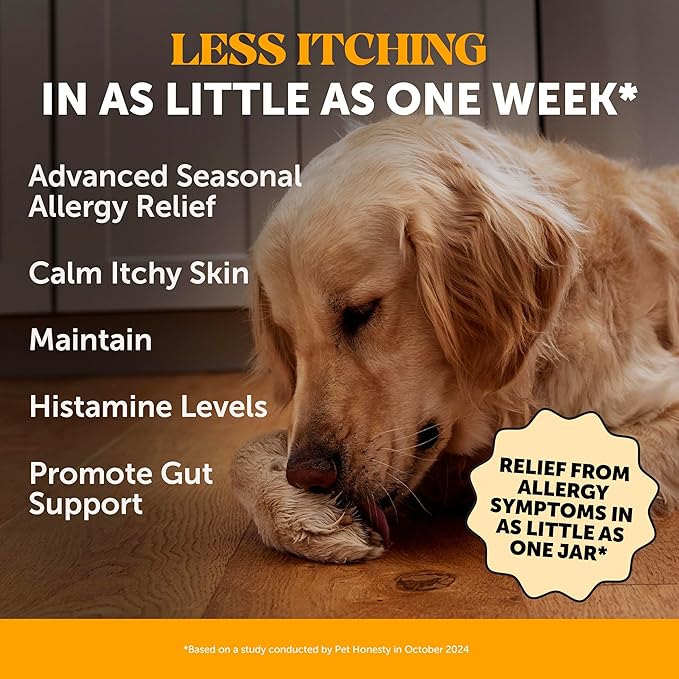 Pet Honesty Dog Allergy Itch Relief - Maximum Strength Itch Supplement with Probiotics for Dogs - Immune Support & Skin Relief for Seasonal Allergies - Natural Itchy Skin Paw Relief - (Chicken, 90 Ct)