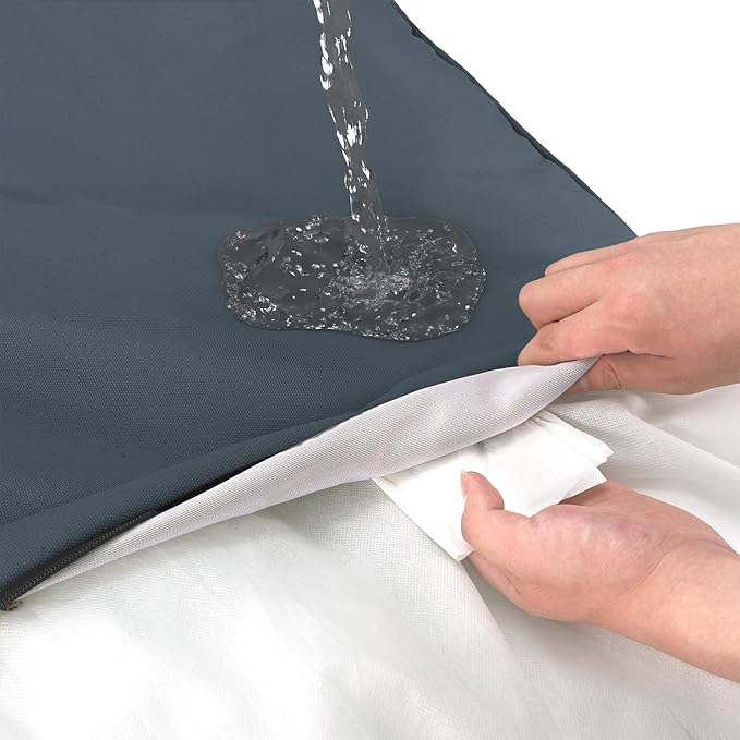 Sytopia 36 Inch Canvas Dog Bed for Large and Medium Dogs, Outdoor and Indoor Pet Bed, Waterproof Washable Removable Cover, Patio Pet Pad, Blue Gray