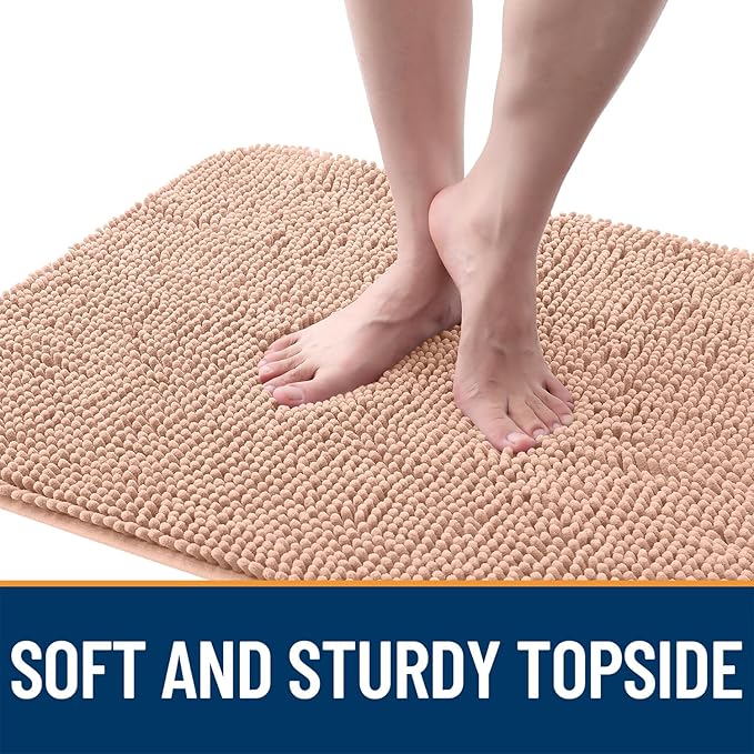 OLANLY Dog Door Mat for Muddy Paws 70x35, Absorbs Moisture and Dirt, Absorbent Non-Slip Washable Doormat, Quick Dry Chenille Mud Mat for Dogs, Entry Indoor Entryway Carpet for Inside Floor, Peach