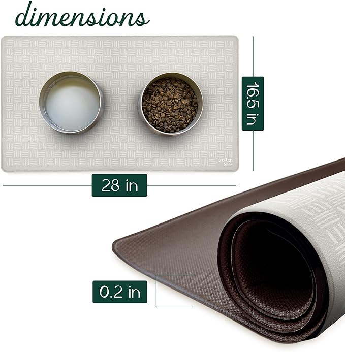 CROXTON & CO. Non-Slip Faux Leather Pet Feeding Mat for Dog Bowls | Large Bowl Mat for Food and Water | Durable, Easy-to-Clean Pet Food Mat for Floors | Size: 12"x18"