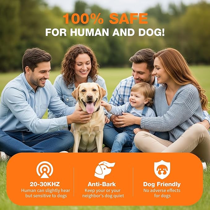 Dog Bark Deterrent Device – Anti Barking Device for Dogs with Triple Ultrasonic Emitters, 4 Modes, LED Light – Immediate Results – Safe & Humane – Indoor/Outdoor