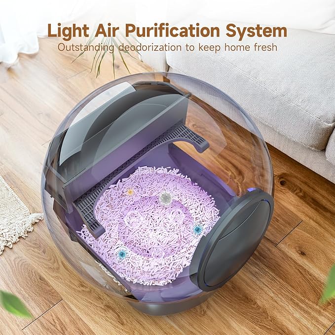 Upgraded Self Cleaning Litter Box, KungFuPet S2 Automatic Cat Litter Box Self Cleaning for Multi Cats, Extra Large Automatic Litter with Safety Protection, Odor Removal, APP Control Robot Cat Box