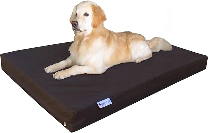 Dogbed4less Orthopedic Gel Memory Foam Dog Bed for Large Dog, Waterproof Liner and Durable Pet Bed Cover, XXL 55X37X4 Inch, 1680 Nylon in Brown.