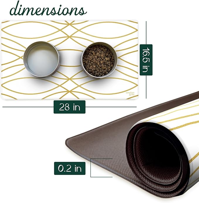 Large Dog Food Mat, Waterproof Pet Bowl Mat for Food and Water, Durable Nonslip, 16.5" x 28"