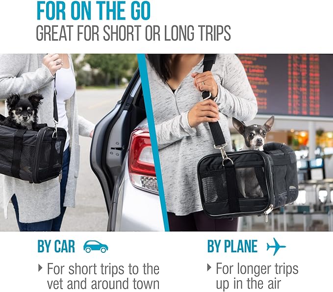 Sherpa Original Deluxe Travel Pet Carrier, Airline Approved & Guaranteed On Board - Charcoal Gray, Medium