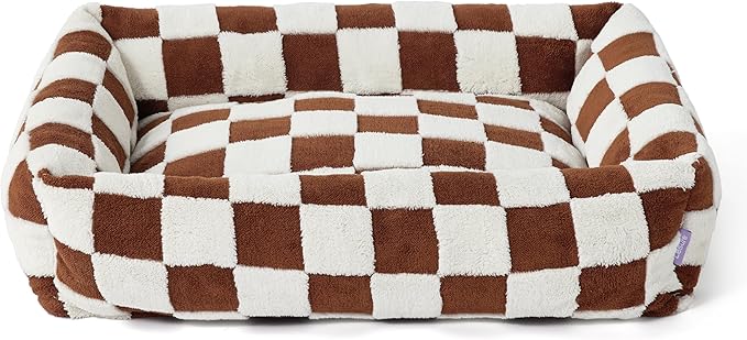 Lesure Cute Dog Bed for Large Dogs - Washable Pet Beds,Cozy Rectangle Orthopedic Sofa with Jacquard Shaggy Plush & Anti Slip Bottom,36x27x8inches