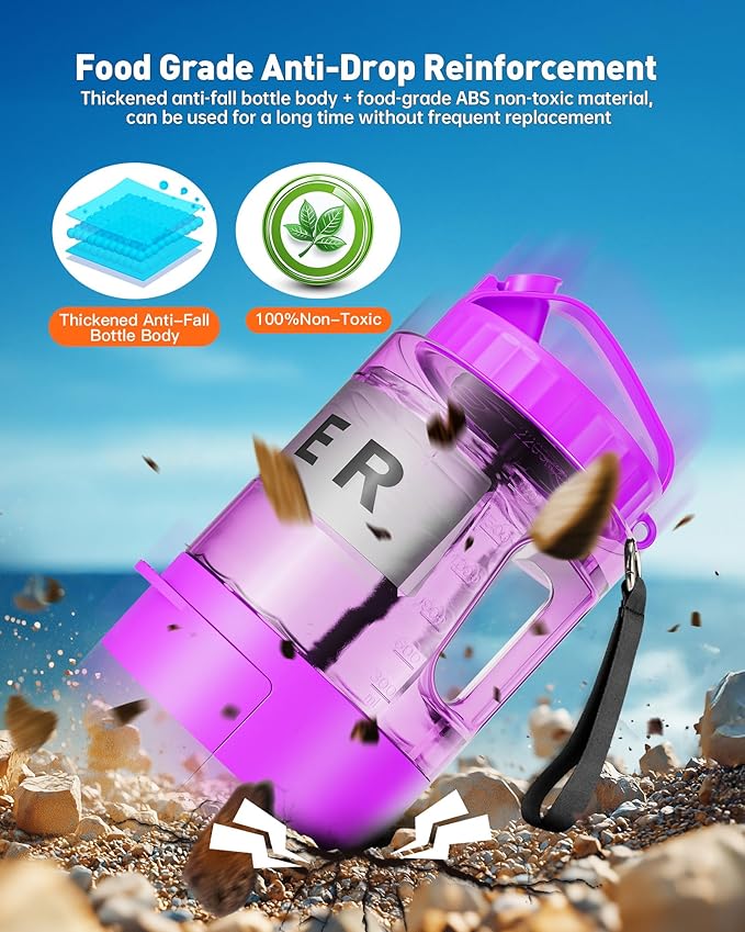 Portable Dog Water Bottle Bowl - 77 oz Travel Water Bowl Dispenser for Dogs Leak Proof, Suitable for Large Pet Drinking, A Must Have for Outdoor, Camping, Walking, Beach, Hunting Other Scenes （Purple）