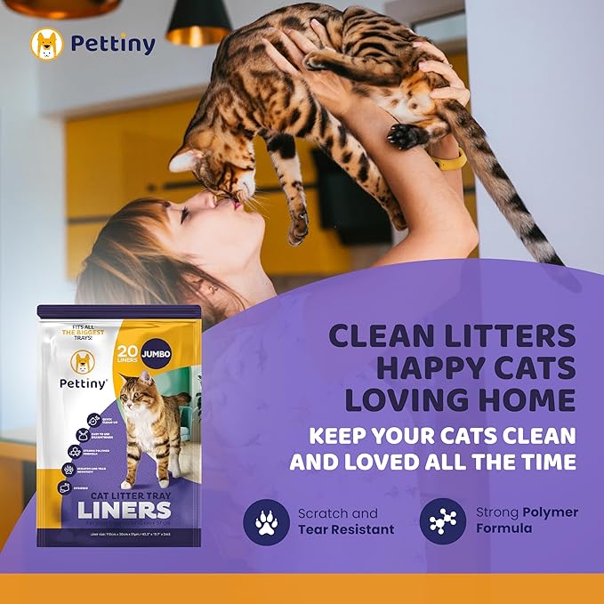 20 Jumbo Litter Box Liners with Drawstrings - Scratch Resistant Cat Litter Bags for the Biggest Litter Pan