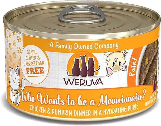 Weruva Wet Cat Food, Who Wants to be a Meowionaire with Chicken and Pumpkin Pate, 3oz Can, Pack of 12