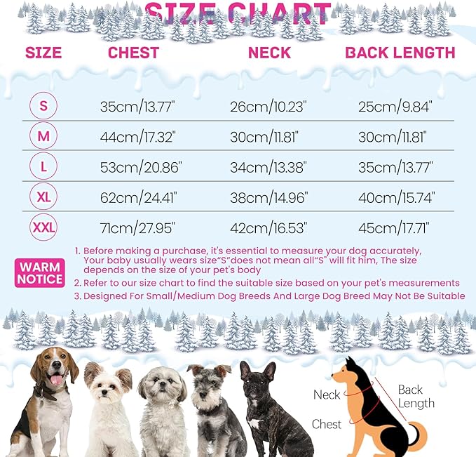 BRKURLEG Dog Winter Coat with Harness Built in, Winter Dog Jacket for Small and Medium Dogs, Small Dogs Snowsuit Reflective Windproof Cold Weather Coat, Puppy Warm Fleece Coats, Hot Pink, S