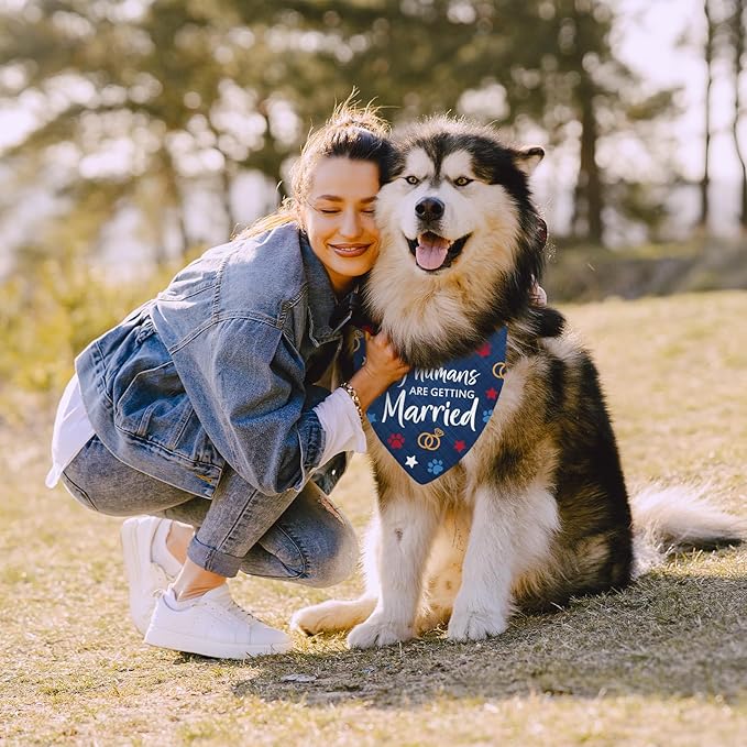 Engagement Gifts, Wedding Dog Bandanas 2 Pcs, Pet Scarf for Dog Girl, Getting Merried Triangle Puppy Scarf Kerchief Bandana, Small Medium Pet Dogs On Engagement Party Decorations for Dogs Lovers