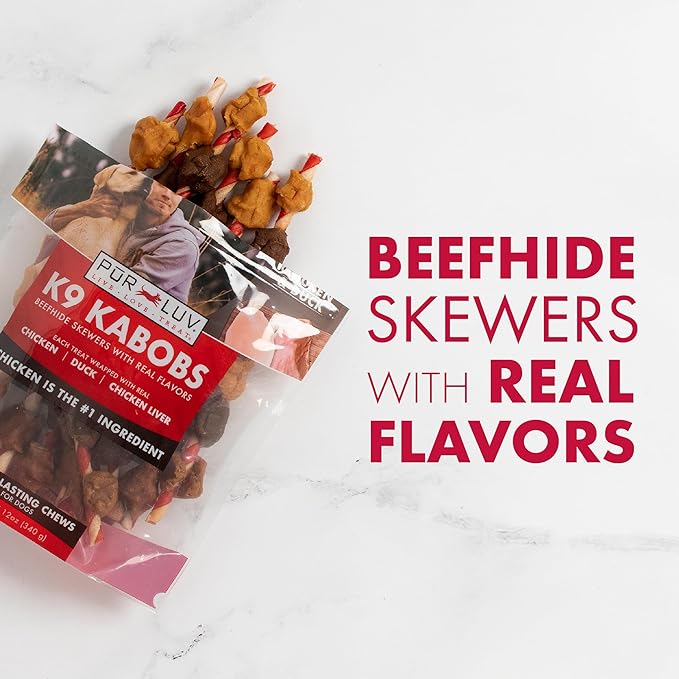Dog Treats, K9 Kabobs for Dogs Made with Real Chicken and Duck, 12 Ounces, Healthy, Easily Digestible, Long-Lasting, High Protein Dog Treat, Satisfies Dog's Urge to Chew