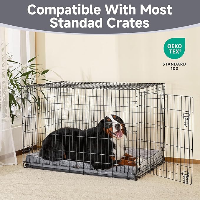 OhGeni Orthopedic Waterproof & Machine Washable Dog Bed for Extra Large Pets, Suitable for Crates, Cat Mat with 25D Egg Crate Foam, Non-Slip Bottom & Removable Cover, 47 Inches(Gray)