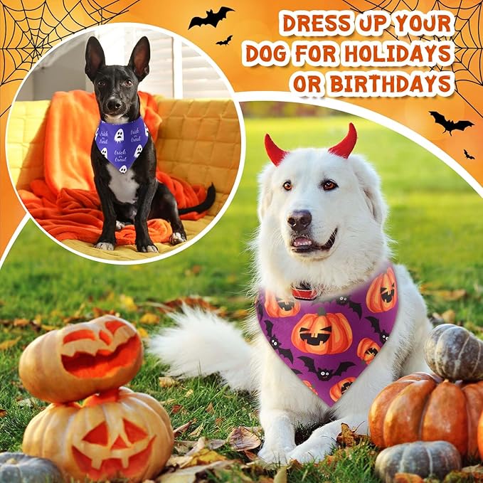 72 Pcs Halloween Dog Bandanas Bulk Pumpkin Triangle Scarf Cat Bibs Puppy Scarf Pet Bandanas Photo Props Accessories for Puppy Cat Halloween Birthday Party Costume