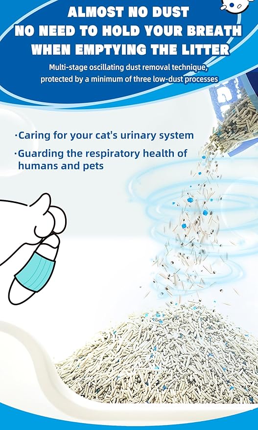 NIKORO Mixed Cat Litter,Strong Clumping Cat Litters,Odor Control and Unscented Ultra Absorbent Water Flushable Bentonite Tofu Cat Litter,Dust Free Scent Free,(5.29 lbs×1Bags)