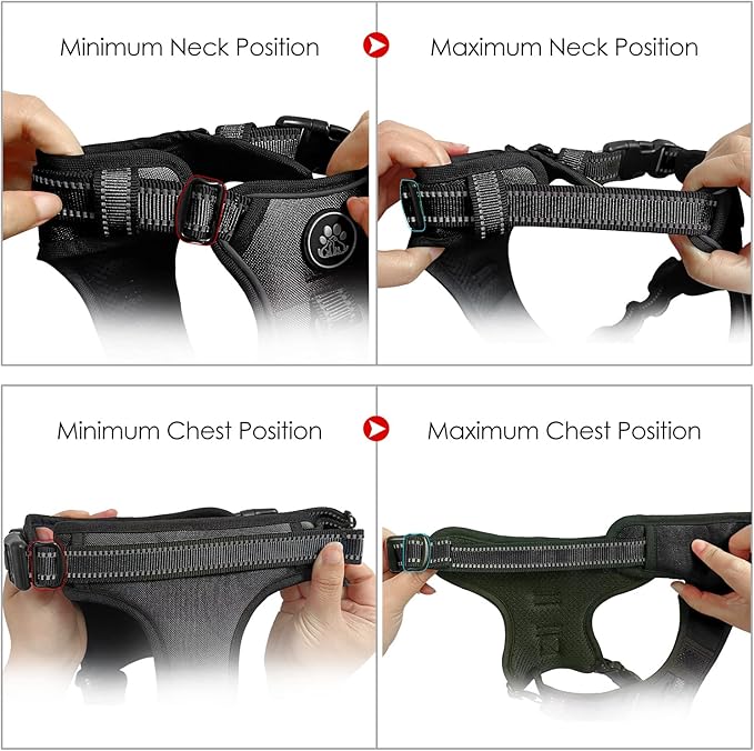 NESTROAD No Pull Dog Harness,Adjustable Oxford Dog Vest Harness with Leash,Reflective No-Choke Pet Harness with Easy Control Soft Handle for Large Dogs(X-Large,Black)