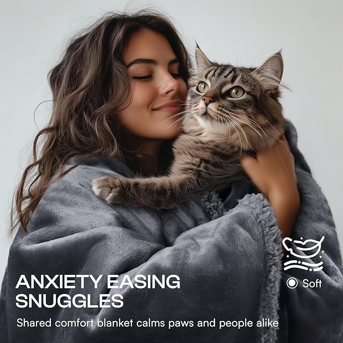 Luciphia Waterproof Pet Blanket, Liquid Pee Proof Dog Blanket for Sofa Bed Couch, Reversible Sherpa Fleece Furniture Protector Cover for Small Medium Large Dogs Cats, Dark Gray Queen Size（90" x 82"）