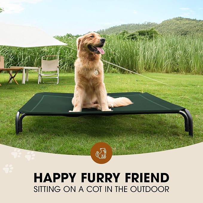 Elevated Pet Bed, Raised Outdoor Dog Bed for Extra Large Sized Dog, Portable Cooling Pet Cot with Breathable & Washable Mesh, Indoor & Outdoor Pet Hammock with Skid-Resistant Feet.
