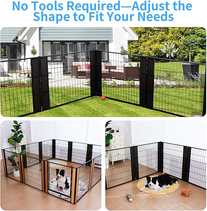 Heavy Duty Dog Playpen 32 Inch Height - Indoor Outdoor Pet Fence Enclosure for Medium and Small Dogs - Foldable Puppy Exercise Pen for Indoor and RV Camping or Yard (1 Panel, 32" H (Black))