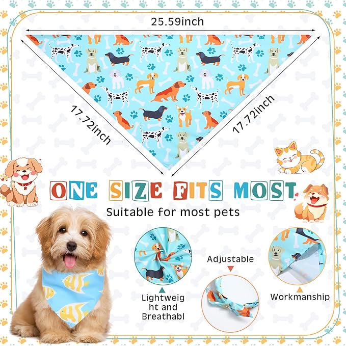 Reginary 72 Packs Dog Bandanas Bulk Triangle Scarf Bibs Adjustable Dog Bibs Bandanas for Pet Costume Accessories