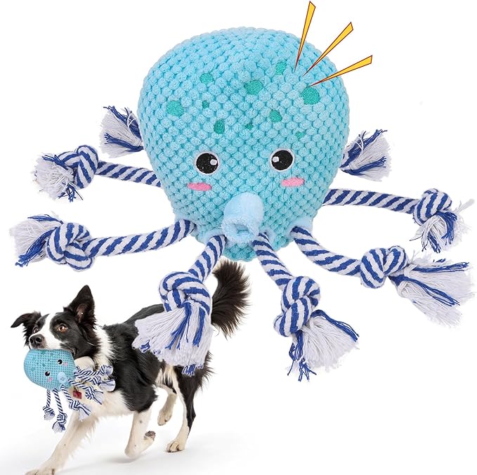 SCENEREAL Dog Toys, Puppy Plush Toy for Large Medium Breed Boy Girl, Dog Chew Toys for Keep Them Busy, Tug of War Stuffed for Small, Middle, Big Sized Dogs Gifts (Octopus)