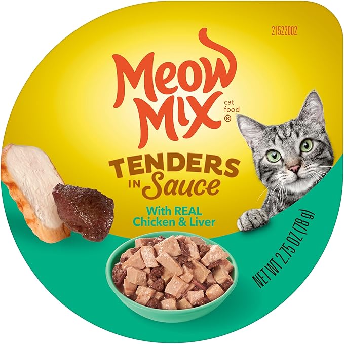 Meow Mix Tenders in Sauce Wet Cat Food, Surf 'N Turf Variety Pack, 2.75 Ounce Cup (Pack of 48)
