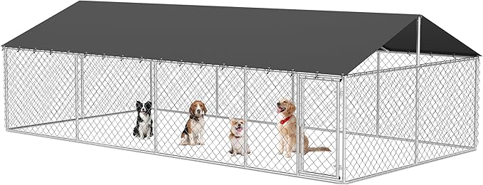 Outdoor Dog Playpen Heavy Duty Dog Kennel House Mesh Dog Big Cage Pet Kennel Steel Fence with Secure Lock