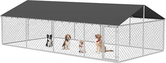 Outdoor Dog Playpen Heavy Duty Dog Kennel House Mesh Dog Big Cage Pet Kennel Steel Fence with Secure Lock