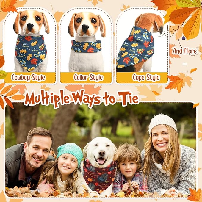 Lasnten 70 Pcs Fall Dog Bandanas Bulk Thanksgiving Dog Bandanas Pumpkin Pet Bibs Scarf for Dogs Triangle Scarf Holiday Costume for Small Medium Large Pet Accessories Grooming Supplies (Harvest)