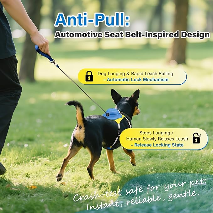 No Pull Dog Harness, 2 in 1 Retractable Harness with Auto-Lock, Reflective Breathable Mesh and Handle, Adjustable Leash Set for Small, Medium,Large Dogs,Cats (Color 2, S)