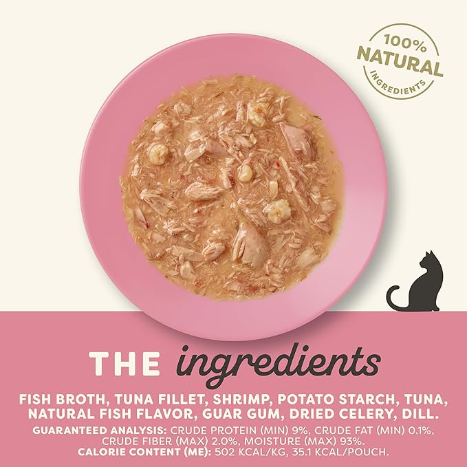 Applaws Natural Wet Cat Food in Gravy, Limited and Natural Ingredients, High Protein with No Artificial Additives,Tuna with Shrimp in Gravy (12 x 2.47oz Pouches)