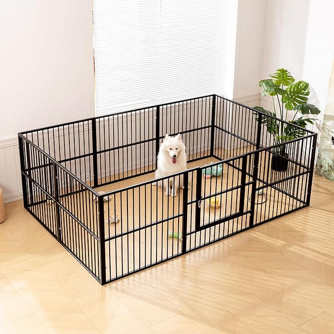 Dog Playpen - 32" Height Dog Pen, Heavy Duty Puppy Pen with Door, Safe & Sturdy, Easy Assemble for Indoor/Outdoor Pet Playpen