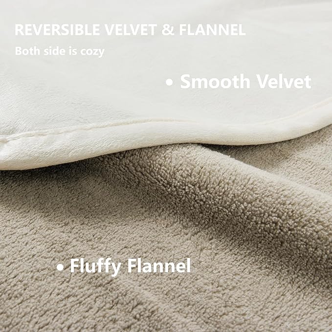 Waterproof Blanket for Bed Protection, Washable Dog Blankets for Couch, Soft Reversible Pet Throw Furniture Protector Cover for Sofa-82"x108",Beige+Khaki