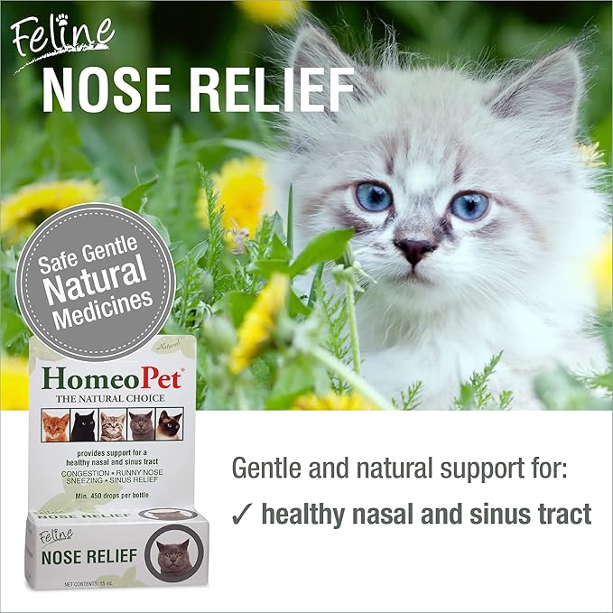 HomeoPet Feline Nose Relief, Safe and Natural Nasal and Sinus Supplement for Cats, 15 Milliliters