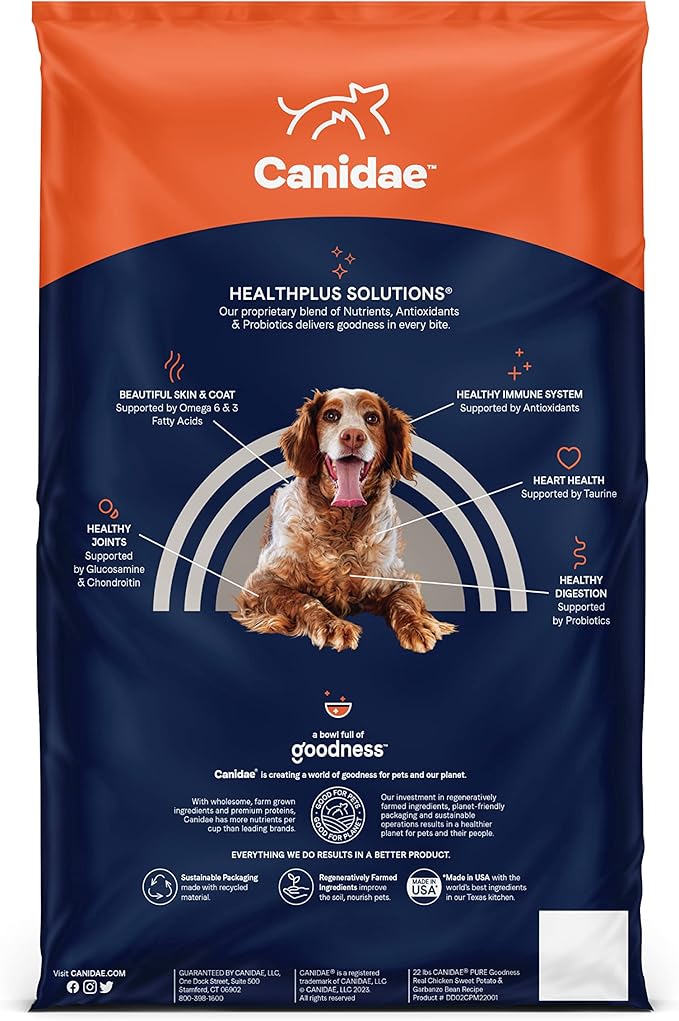 Canidae Pure Limited Ingredient Premium Dry Dog Food for Seniors, Real Chicken, Sweet Potato & Garbanzo Bean Recipe, 22 lbs, Grain Free