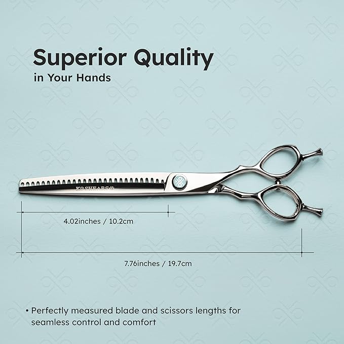 8" Dog Grooming Thinning Scissors – European Style Fast Hair Release, Handcrafted, Ergonomic, VG10 Stainless Steel for Sharper, Tougher, Better Edge Retention, Thinning Rate 60-70%
