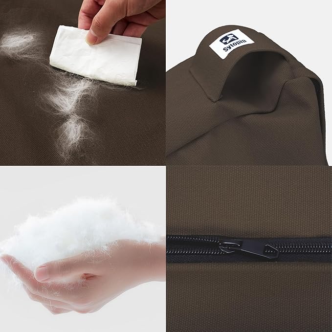 Sytopia 36 Inch Canvas Dog Bed for Large and Medium Dogs, Outdoor and Indoor Pet Bed, Waterproof Washable Removable Cover, Patio Pet Pad, Brown