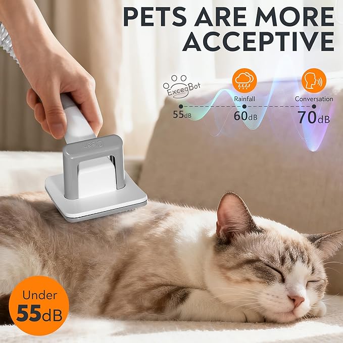 Dog Grooming Vacuum, Dog Grooming Kit 12kPa Suction Hair Remover Low Noise Pet Brush Vacuum Collects 99% Hair, 2L Dust Cup, 5 Proven Grooming Tools for Cats, Other Animals and Home Cleaning