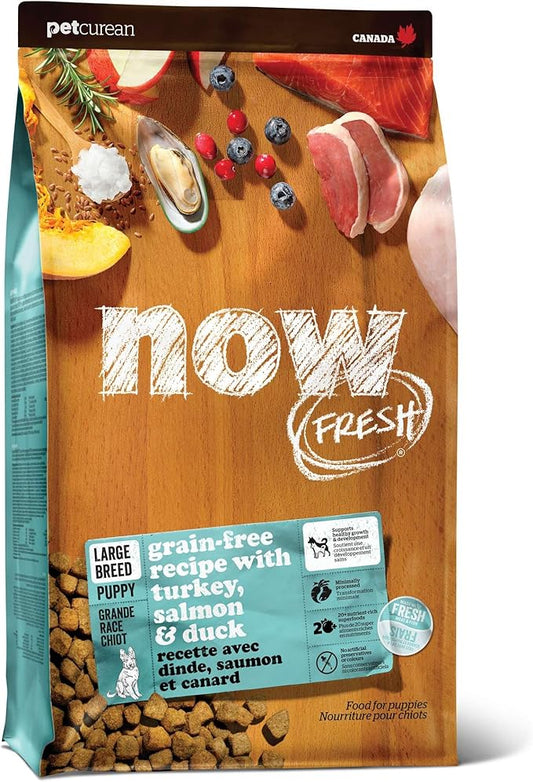 Now Fresh Grain-Free, Dry Dog Food, Real Meat and Fish, Turkey, Salmon and Duck Large Breed Puppy Recipe, 12 lb Bag