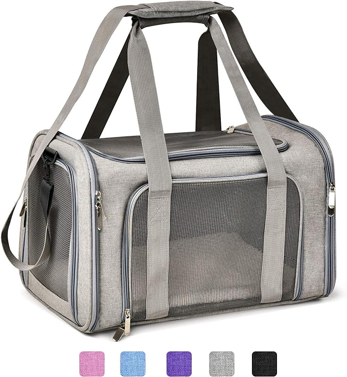Henkelion Large Cat Carriers Dog Carrier Pet Carrier for Cats Dogs Puppies up to 25Lbs, Big Dog Carrier Soft Sided, Travel Puppy Carrier - Large - Grey