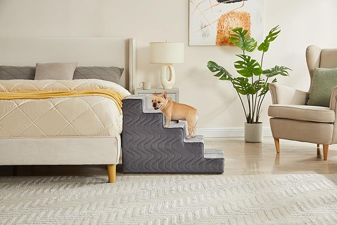 Dog Stairs for Bed, Dog Steps for High Bed, Pet Steps for Small Dogs and Cats, Non-Slip Balanced Pet Ramp Indoor