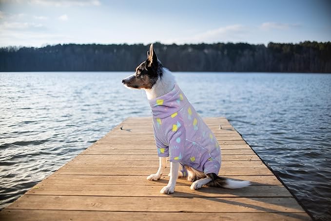 ROZKITCH Dog Winter Coat Soft Fleece Pullover Pajamas, Pet Windproof Warm Cold Weather Jacket Vest with Luminous Zipper, Jumpsuit Apparel Outfit Clothes for Large Giant Dog Geometry 3XL